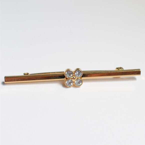 Vintage Signed Avon gold tone rhinestone cluster tie straight bar pin brooch - Picture 1 of 3